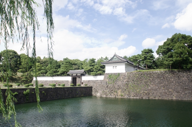 Imperial palace and the moat in Tokyo Japan